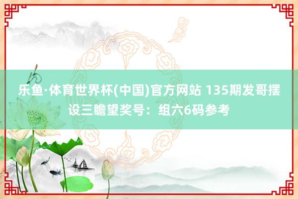 乐鱼·体育世界杯(中国)官方网站 135期发哥摆设三瞻望奖号:组六6码参考