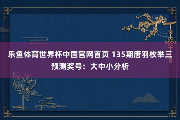 乐鱼体育世界杯中国官网首页 135期唐羽枚举三预测奖号：大中小分析