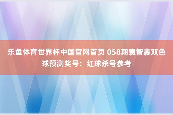 乐鱼体育世界杯中国官网首页 058期袁智囊双色球预测奖号：红球杀号参考