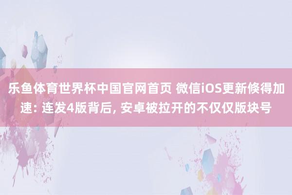 乐鱼体育世界杯中国官网首页 微信iOS更新倏得加速: 连发4版背后, 安卓被拉开的不仅仅版块号