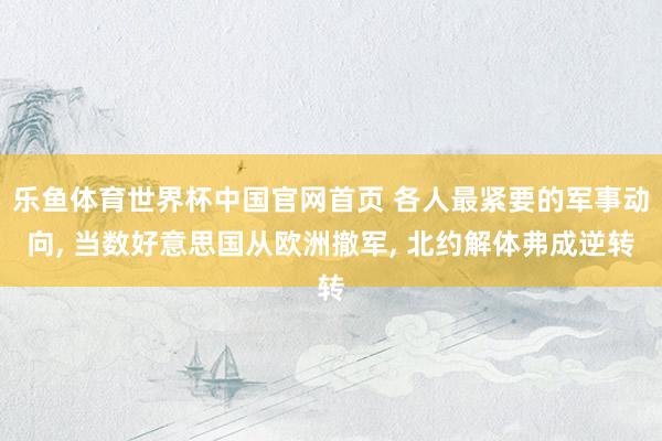 乐鱼体育世界杯中国官网首页 各人最紧要的军事动向, 当数好意思国从欧洲撤军, 北约解体弗成逆转
