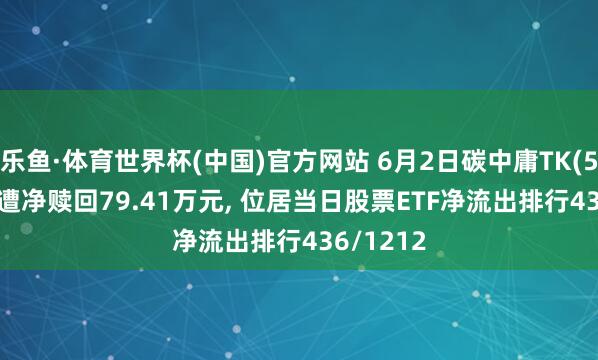 乐鱼·体育世界杯(中国)官方网站 6月2日碳中庸TK(560560)遭净赎回79.41万元, 位居当日股票ETF净流出排行436/1212