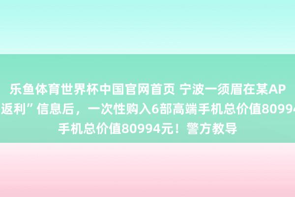 乐鱼体育世界杯中国官网首页 宁波一须眉在某APP上看到“任务返利”信息后，一次性购入6部高端手机总价值80994元！警方教导