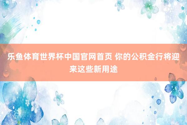 乐鱼体育世界杯中国官网首页 你的公积金行将迎来这些新用途