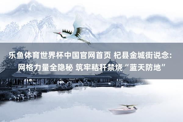 乐鱼体育世界杯中国官网首页 杞县金城街说念: 网格力量全隐秘 筑牢秸秆禁烧“蓝天防地”