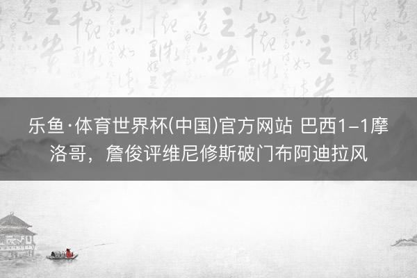 乐鱼·体育世界杯(中国)官方网站 巴西1-1摩洛哥,詹俊评维尼修斯破门布阿迪拉风