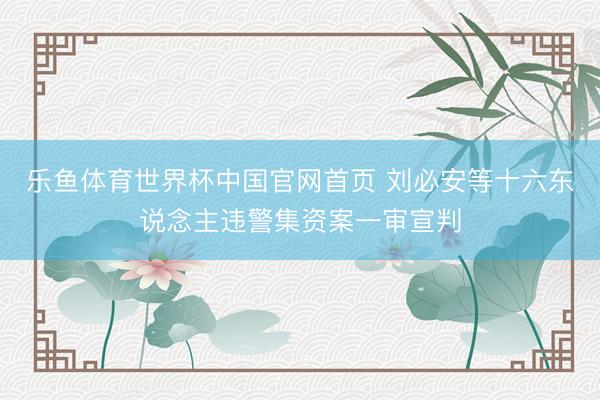 乐鱼体育世界杯中国官网首页 刘必安等十六东说念主违警集资案一审宣判
