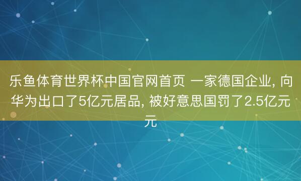乐鱼体育世界杯中国官网首页 一家德国企业, 向华为出口了5亿元居品, 被好意思国罚了2.5亿元